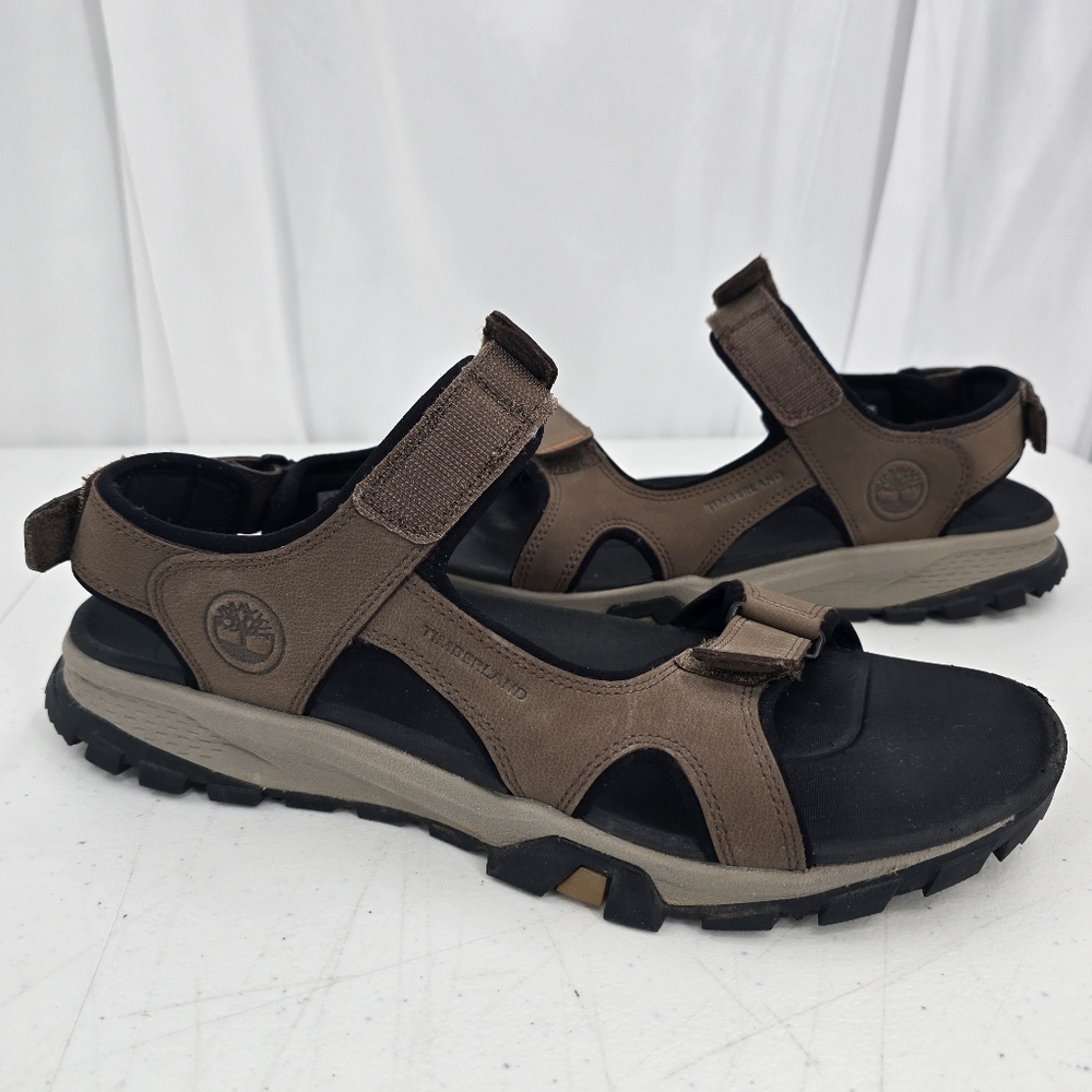 Timberland Lincoln Peak Backstrap Sandals Brown Leather Adjustable A5T48 Mens 13
